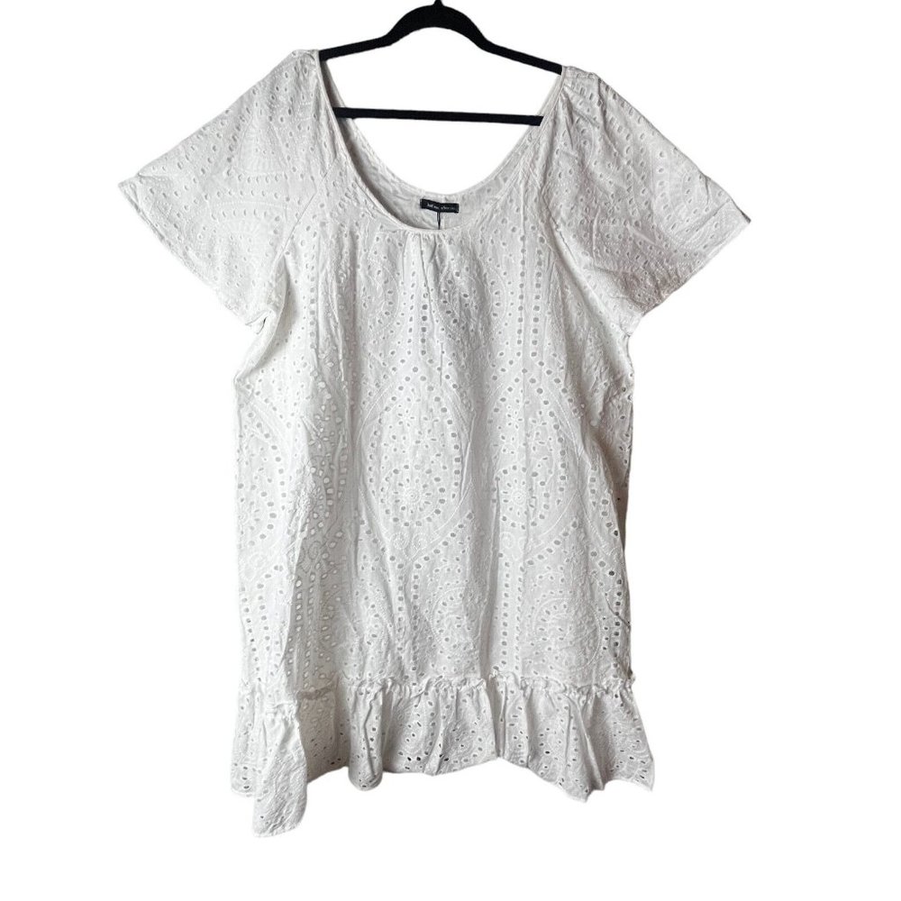 Just Fashion Now Eyelet Dress Lace Ruffle Shift Casual Lined White Size 2XL New